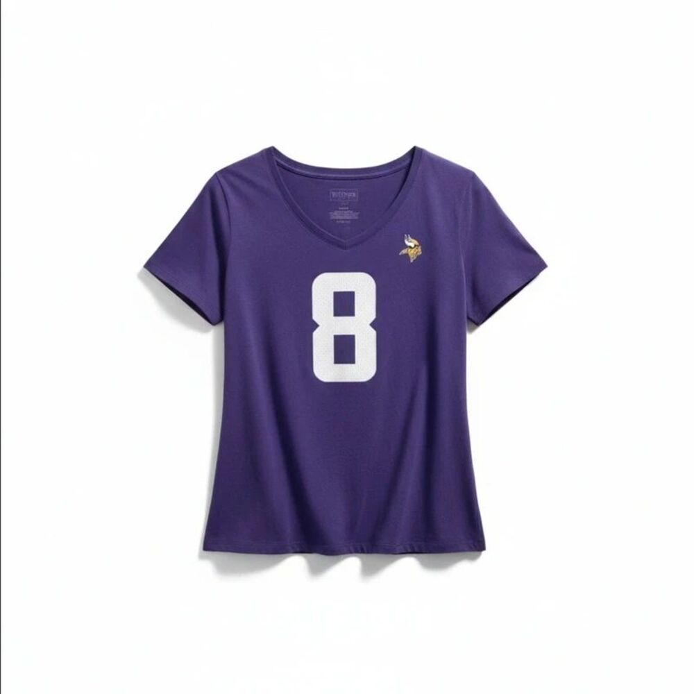 Minnesota Vikings #8 Purple V-Neck T-Shirt